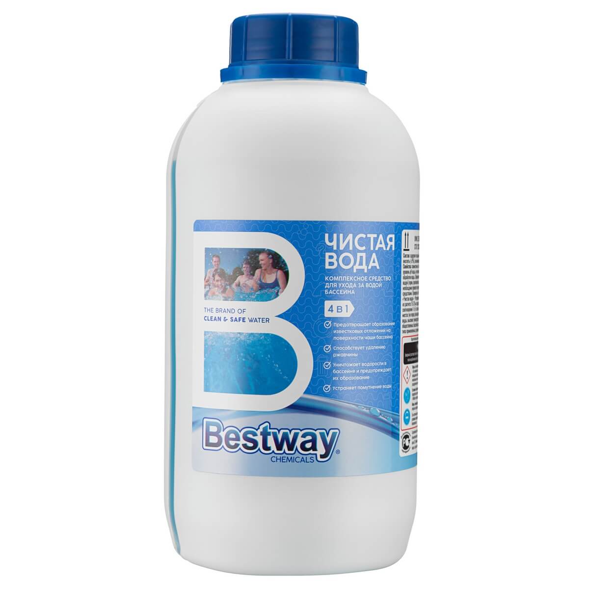 Химия для бассейна bestway. Bestway чистая вода 4в1 0,75л. Бествей чистая вода 4 в 1. Комплексное средство для бассейна. Химия для очистки бассейна.