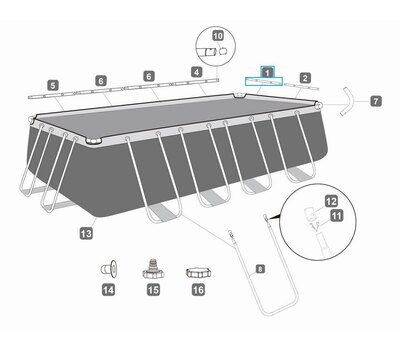 Горизонтальная балка (A) для прямоугольных бассейнов Power Steel Bestway P05601