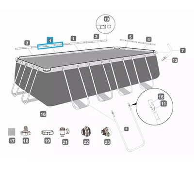 Горизонтальная балка (A) для прямоугольных бассейнов Power Steel Bestway P05608