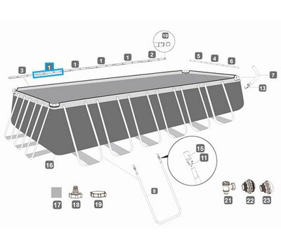 Горизонтальная балка (A) для прямоугольных бассейнов Power Steel Bestway P05613