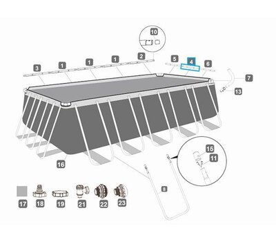 Горизонтальная балка (D) для прямоугольных бассейнов Power Steel Bestway P05615